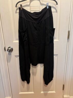 Free People Black Flowing Pocket Harem Pants